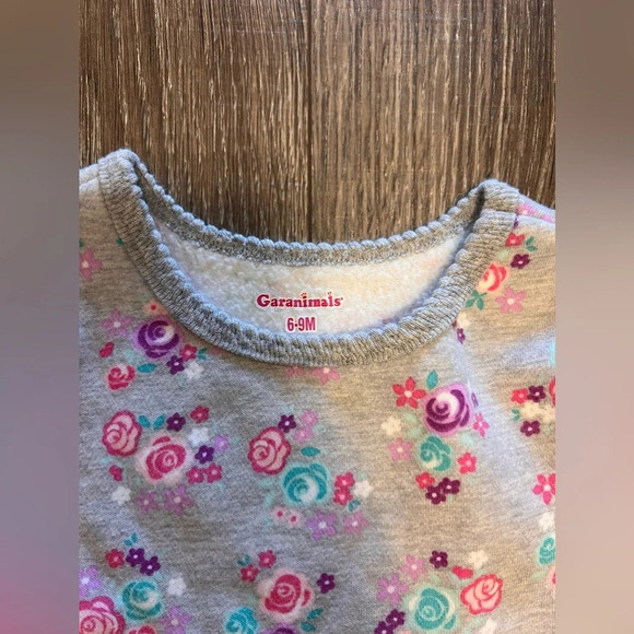 Garanimals Baby Girl Size 6-9 Months Cotton Blend Gray Floral Sweatsuit Set - Picture 2 of 3
